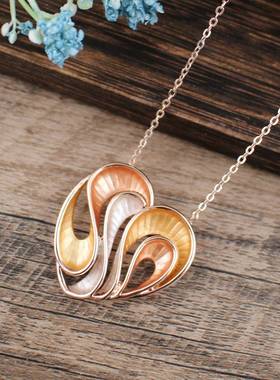 跨境新款彩色涂层镂空爱心吊坠小清新女士简约几何线条心形项链