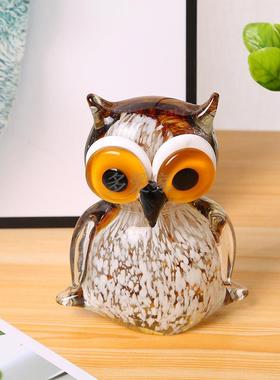创意可爱彩色玻璃猫头鹰家居桌面装饰品摆件送朋友闺蜜生日礼物