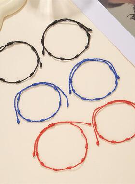 欧美跨境6条装秘鲁结手工编织可调节手链简约小清新纸卡手饰