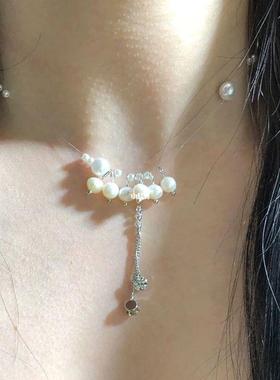 把优雅戴在脖子上手工珍珠流苏项链女轻奢设计感小众2023年新款