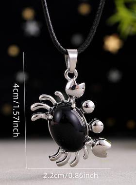 跨境欧美热销款天然石紫水晶卡通小螃蟹吊坠DIY饰品项链配件