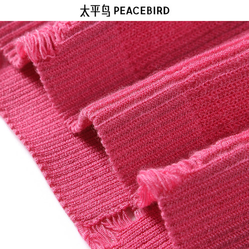 太平鸟女装秋季修身线开衫顺滑垂坠圆领针织衫A3EDE3514 - 图2