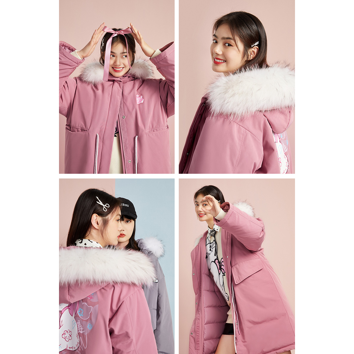 迪士尼联名太平鸟中长款新款羽绒服 太平鸟outlets店羽绒服