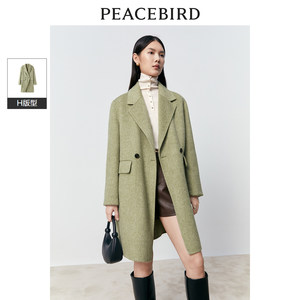 太平鸟女装冬季阿尔巴卡羊驼毛双面呢大衣A1AAD4338