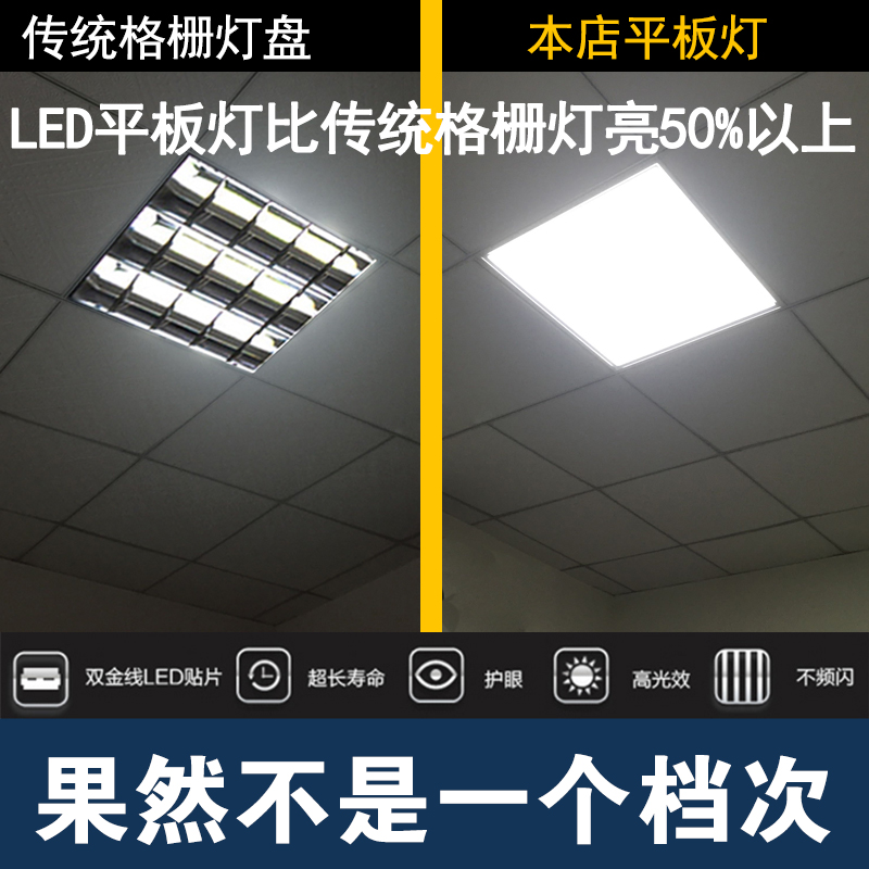 平板灯600x600集成吊顶灯led60x60格栅灯矿棉石膏板595工程面板灯 - 图0