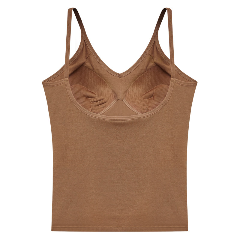 纯棉白色美背打底带胸垫文胸背心带 hdvip吊带/背心/T恤