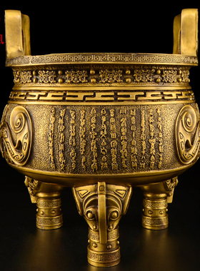 铜鼎摆件纯铜三足圆n鼎办公室大克鼎香炉鼎盛千秋鼎大号客厅装饰