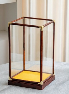 红木雕玻璃罩佛像石头玉石花瓶工艺品摆件底座透明展示防尘罩定制