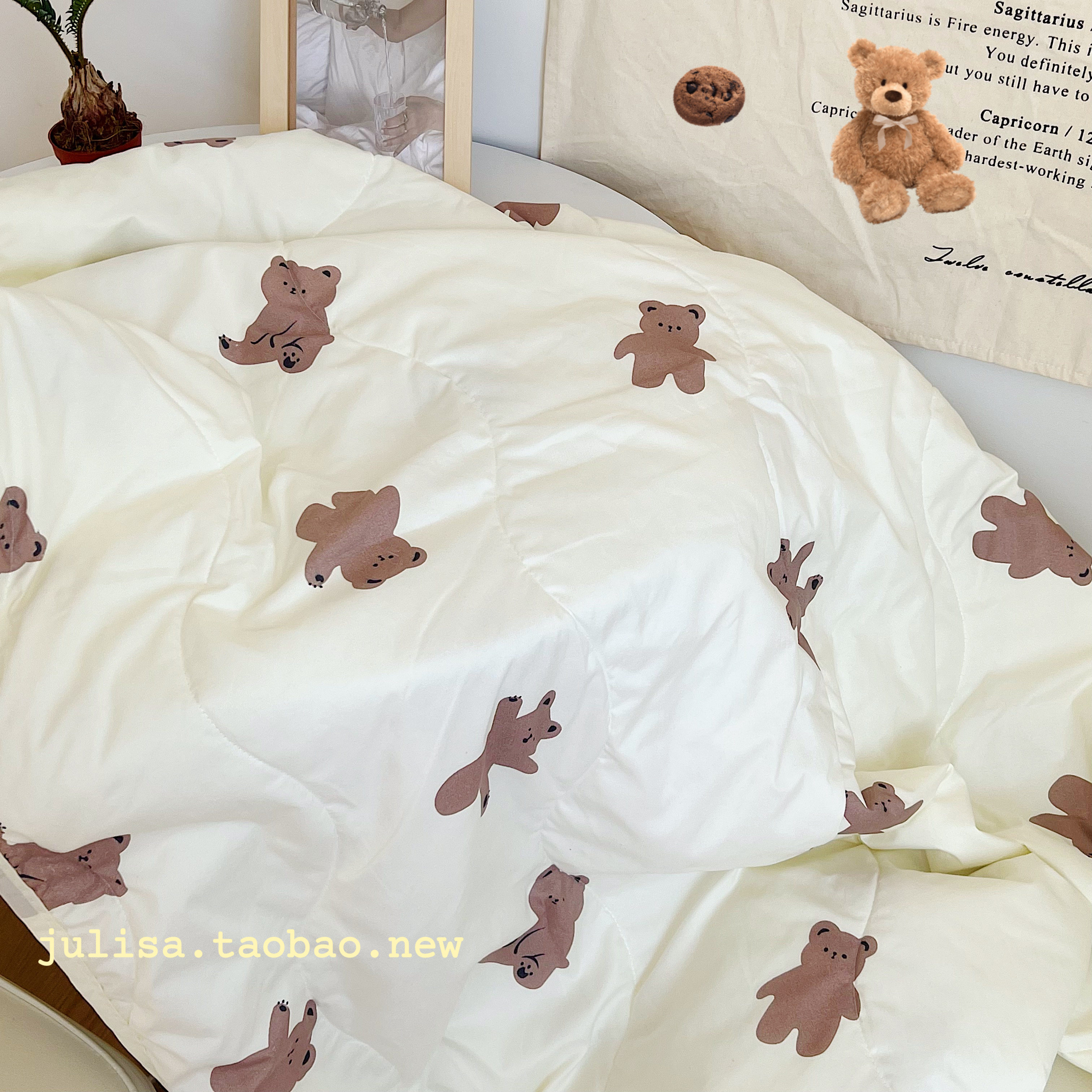 原创有版权~软fufu定制奶油色小熊夏凉被学生宿舍空调被小毯子,淘宝优惠券,粉丝福利购,淘宝优惠卷