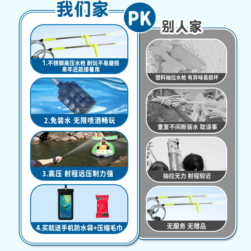漂流水枪玩具自动吸水抽拉射程远成人打水仗专用神器高压喷水装备