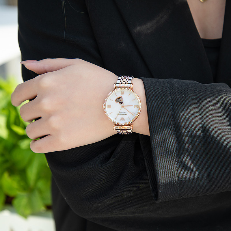 阿玛尼贝母镂空女士机械手表 臻时世界海外欧美腕表