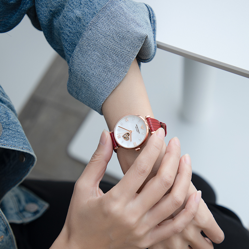 阿玛尼女士镂空满天星机械女表 臻时世界海外欧美腕表