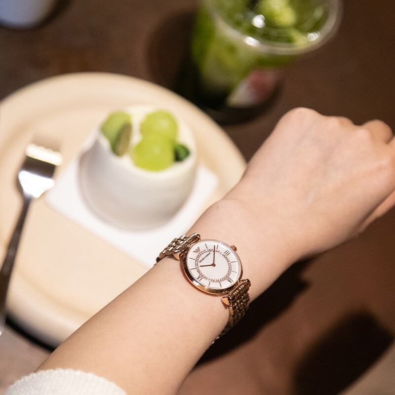 Armani Gypsophila Diamond Rose Gold Waterproof Women's Watch