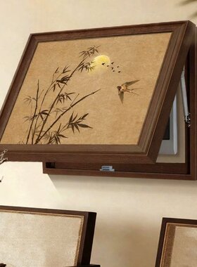 电表箱专用装饰画秋季新款中式古风电表箱装饰画遮挡配电箱挂画开