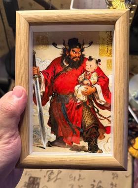 钟馗护子图挂画天师钟馗国画卧室儿童房吉祥保平安招财吉祥摆件