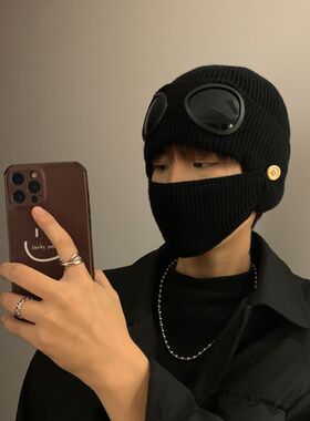 男生帽子冬 冬季户外防寒骑车帽韩版保暖毛线帽加厚针织帽护耳帽