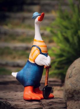 可爱田园风大鸭子树脂落地摆件庭院阳台花园装饰多肉卡通小花盆