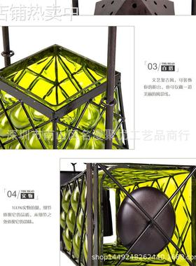 欧式风灯烛台玻璃蜡烛风灯马灯 复古台面防风蜡烛台