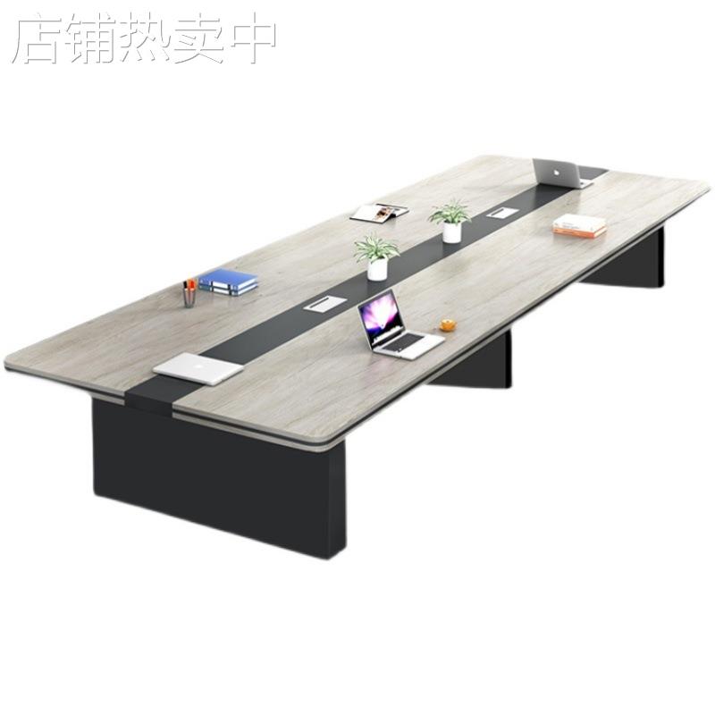 加厚会议桌长桌简约现代大型洽谈桌6-20人培训长条桌接待桌椅组合 - 图3