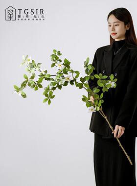 栀子花落地长枝彷真花客厅高级感逼真装饰绿植树枝假花卉插花摆设