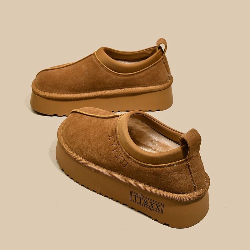 厚底毛毛勃肯鞋加绒女鞋保暖雪地靴2025新款冬季一脚蹬乐福棉鞋子,淘宝优惠券,粉丝福利购,淘宝优惠卷