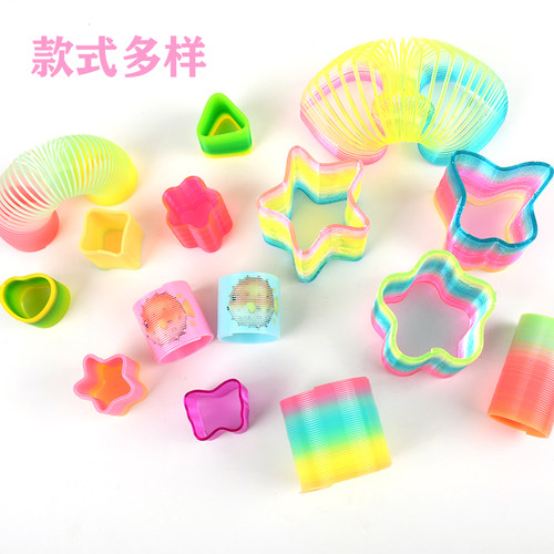 小卖部儿童玩具多彩弹簧圈彩虹圈七彩圈伸缩弹力圈魔术圈学校热卖 - 图0