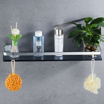 Custom Perforated Tempered Glass Bathroom Rectangular Toilet Makeup Desk Bathroom With Bathroom Shelve On Wall