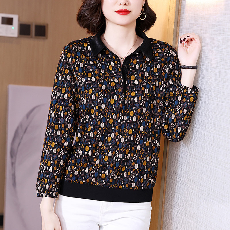 2022年早春新款妈妈碎花洋气t恤 歌思尚中老年女装