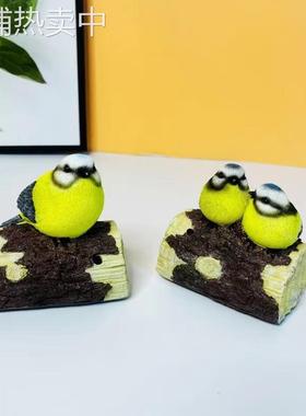 创意仿真声控小鸟摆件花园客厅卧室装饰发光小鸟树脂工艺品摆件