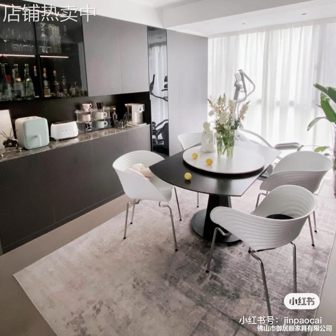 意式极简岩板餐桌方圆两用旋转伸缩圆桌家用小户型多功能变形餐桌 - 图2