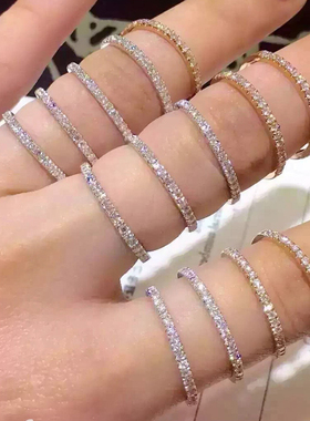 纯银排钻锆石饰品戒指环