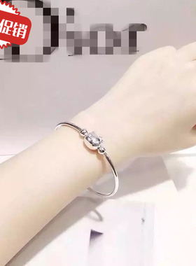 生日礼物Kitty实心转运珠银手镯