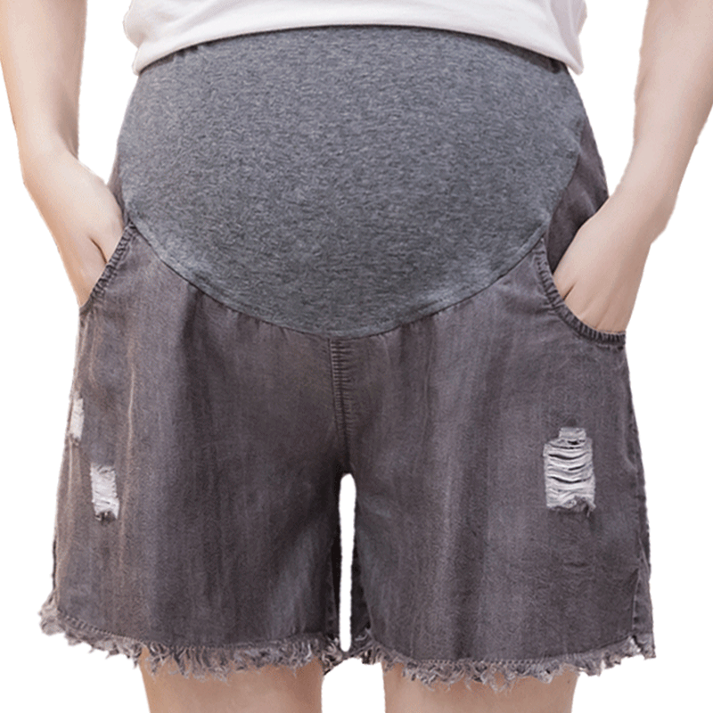 夏季孕妇裤天丝牛仔夏孕妈破洞裤子 舒威娜孕妇阔腿裤