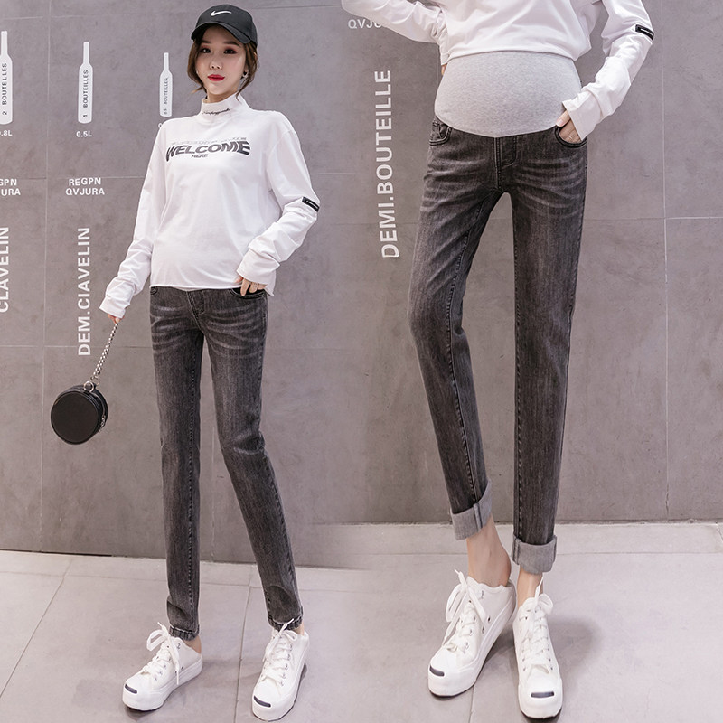 托腹外穿弹力裤超长 舒威娜孕妇直筒裤