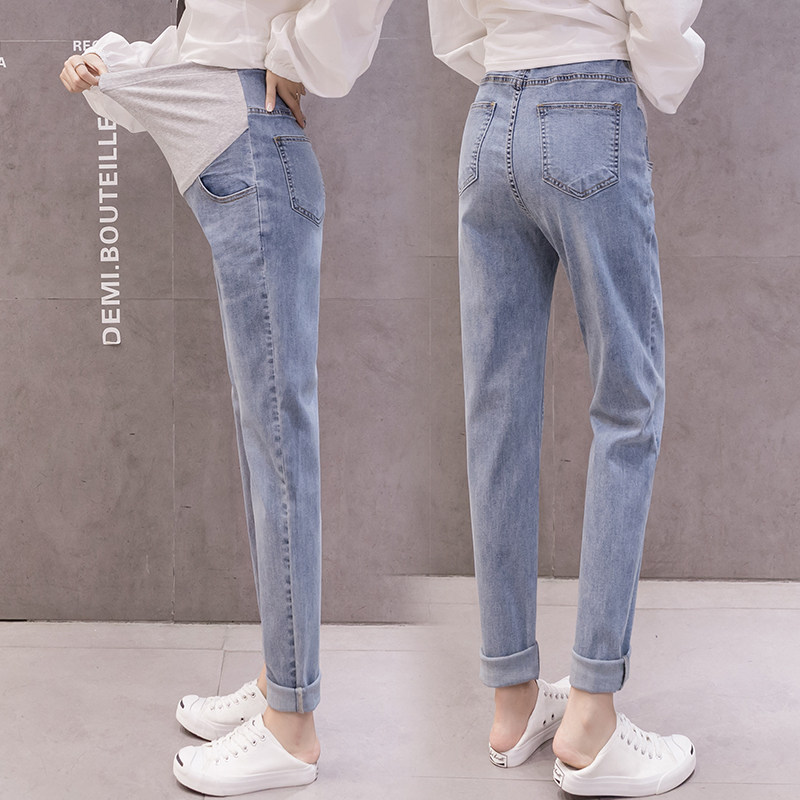 加长孕妇春秋超长版加绒外穿牛仔裤 舒威娜孕妇铅笔裤