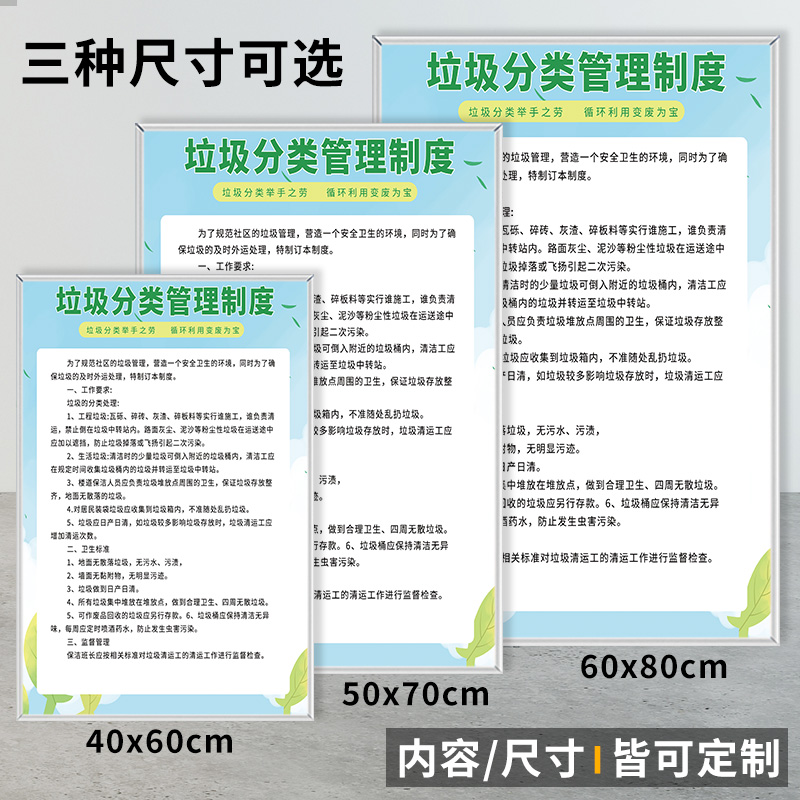 垃圾分类的益处管理制度公示牌有害垃圾厨余垃圾可物其他垃圾投放指导保洁员工作职责垃圾分类操作规程 - 图0