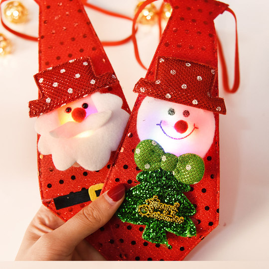 Santa Claus children's tie will shine 2021 new cute boy and girl holiday gift decorative bow tie