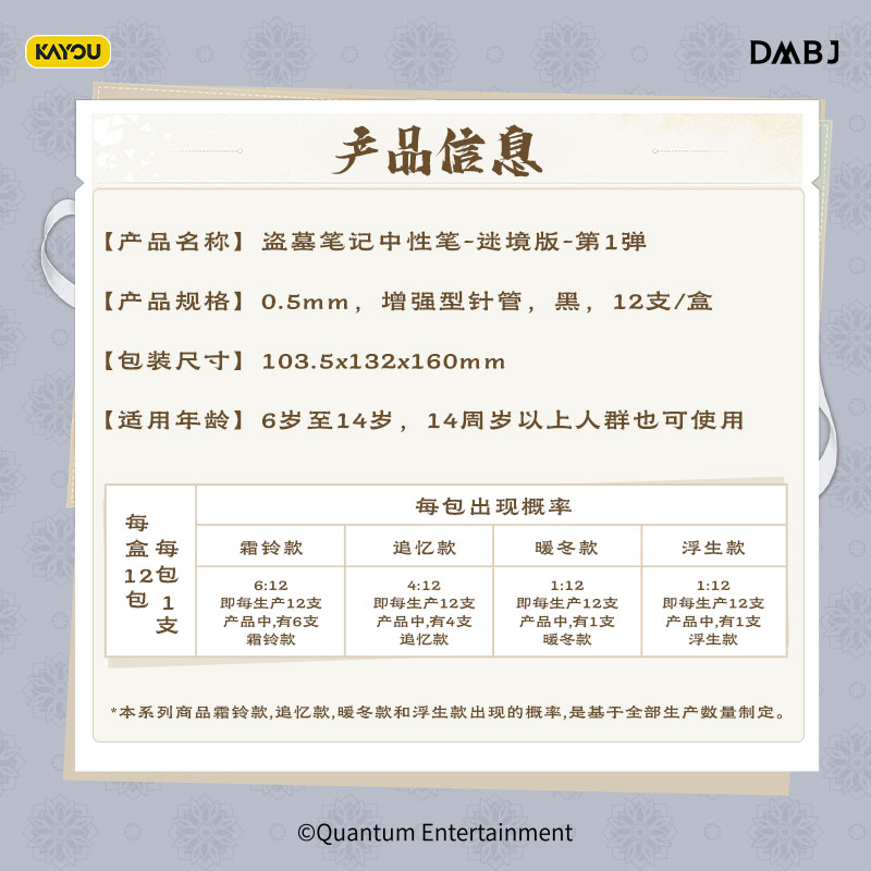 正版卡游盗墓笔记中性笔盲盒迷境版吴邪张起灵按动式签字笔黑色水笔高颜值学生专用文具官方正版周边联名新款 - 图3