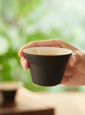 黑釉陶瓷茶杯主人杯盒装功夫茶具