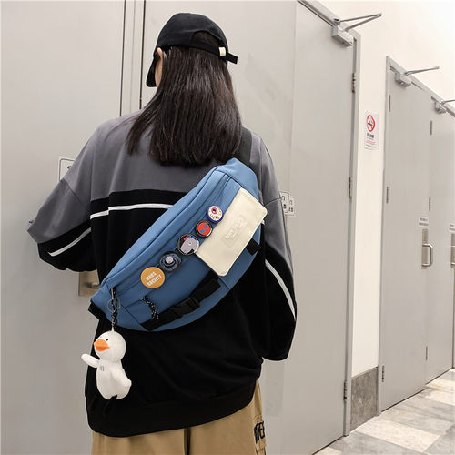 学院斜挎包男小背包胸包女单肩包帆布包学生运动腰包女2025年新款 - 图1