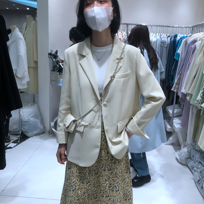 FST氛斯特Roolev蓝色高级感西服女春秋季宽松小个子chic西装外套 - 图1