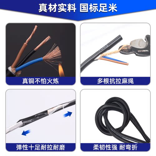 远通电线两芯国标纯铜家用户外电线防水防冻插排线电车充电延长线 - 图1