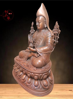 摆件客厅宗喀巴大师造像紫铜仿古