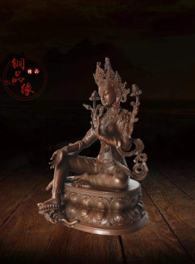 摆件客厅绿度母纯铜藏传