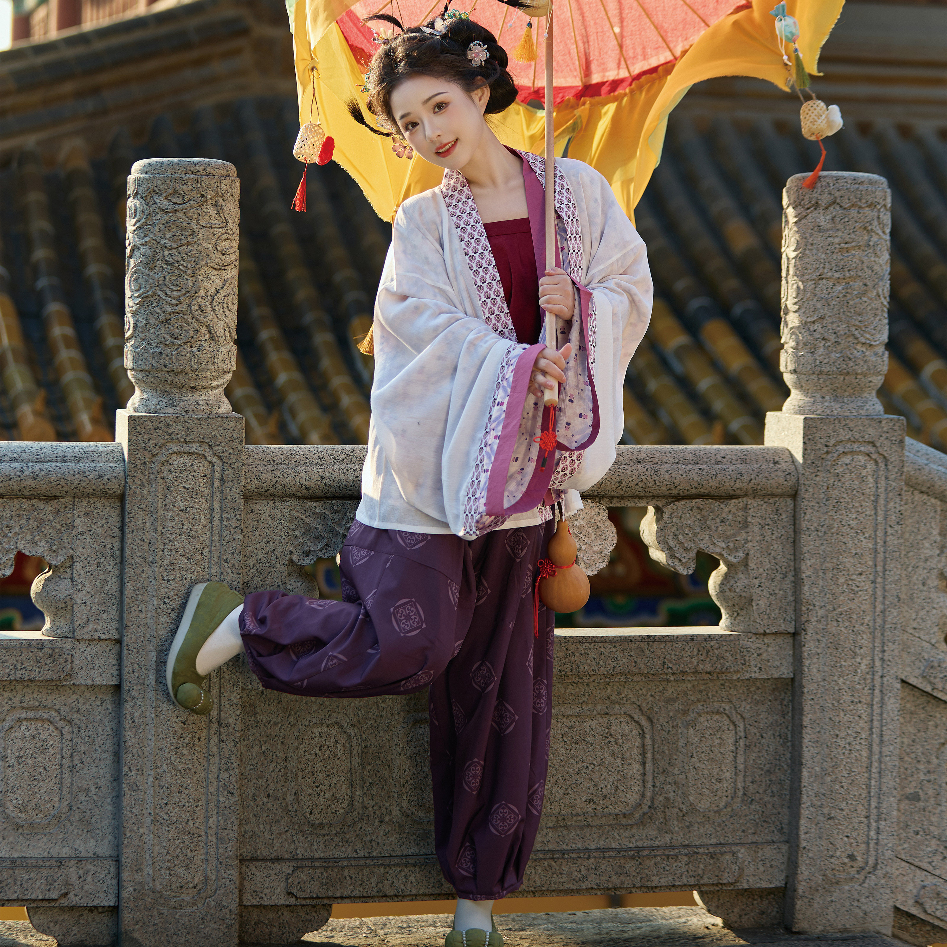 花朝记｜摸鱼儿｜晋制汉服元素褶衣晋裈吊带印花叠穿宽松日常文艺,淘宝优惠券,粉丝福利购,淘宝优惠卷