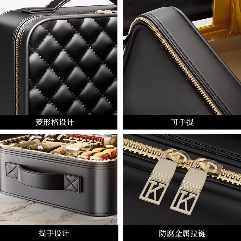 高级防水带镜化妆包女便携出门旅行大容量分区手提护肤化妆刷箱包,淘宝优惠券,粉丝福利购,淘宝优惠卷