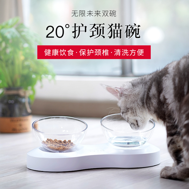 宠物狗碗猫碗可调节角度护脊双碗水碗食盆防打翻猫咪用品泰迪柯基 - 图0