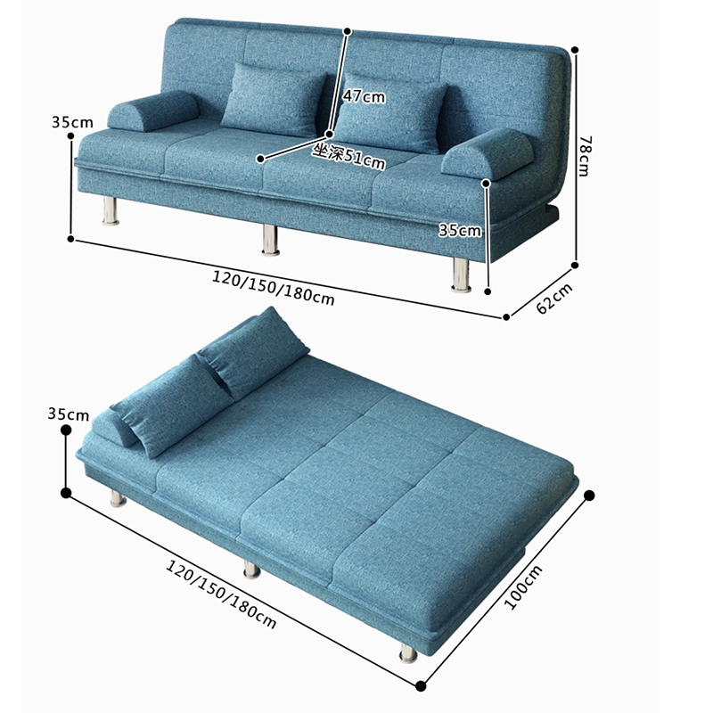 多功能折叠沙发床两用小户型客厅单人床网红款出租房懒人布艺沙发