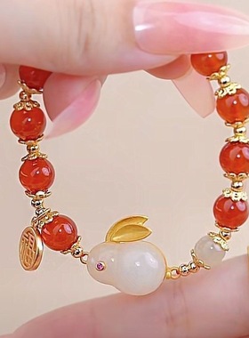 小红书同款玉兔手链女款ins小众高颜值学生手串闺蜜古风生日礼物