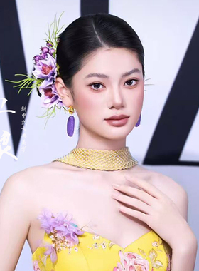 新中式古风高级感橘黄色仿真花
